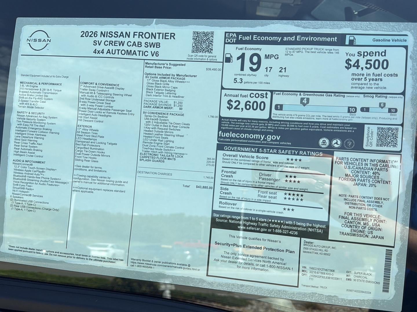 2026 Nissan Frontier Crew Cab SV