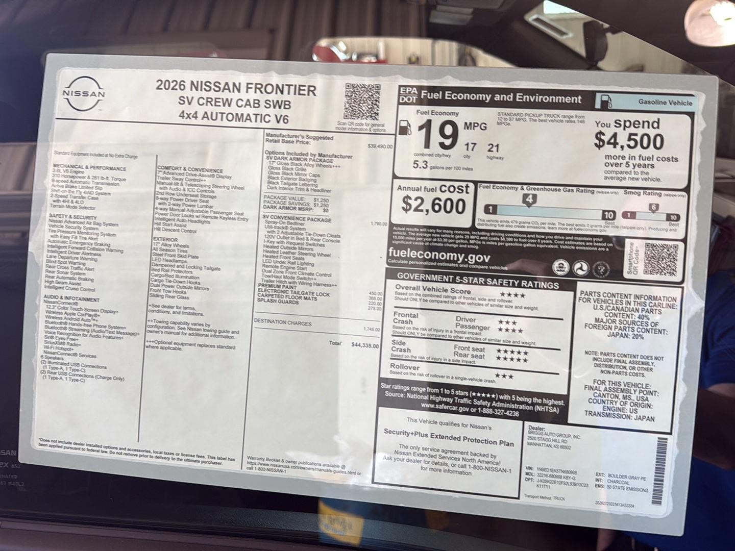 2026 Nissan Frontier Crew Cab SV