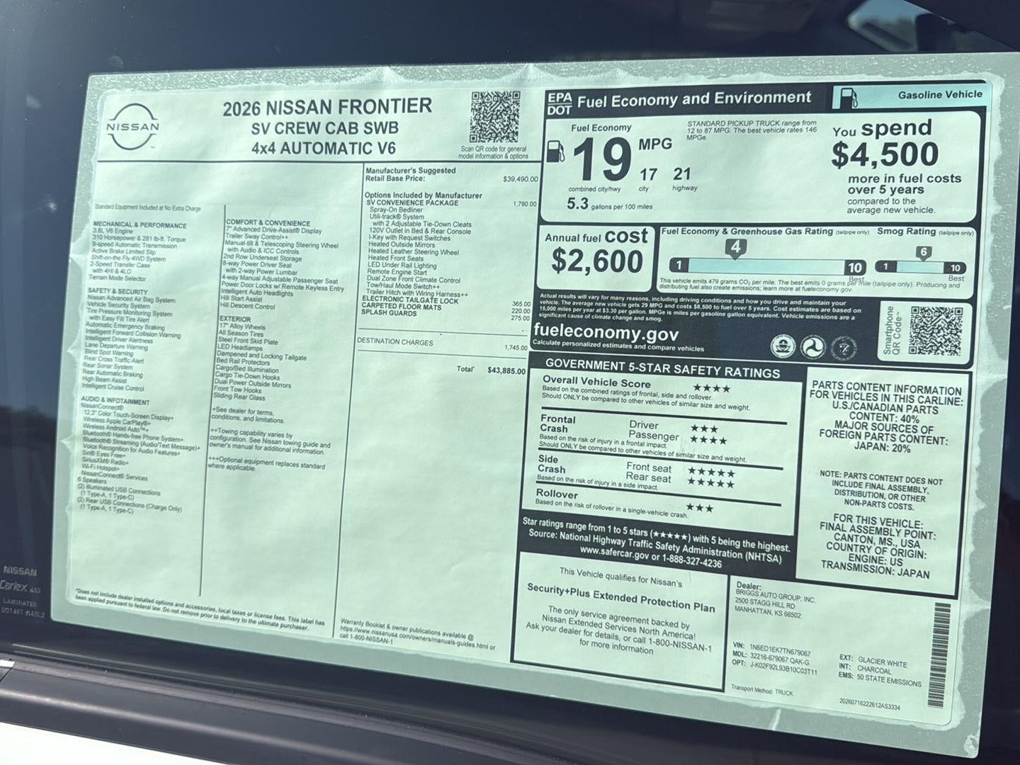 2026 Nissan Frontier Crew Cab SV