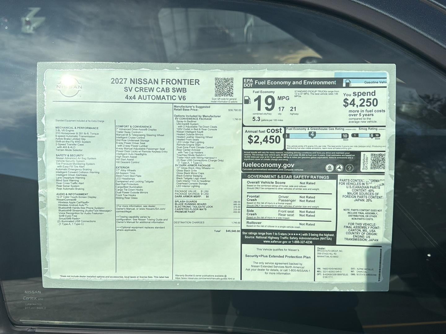 2027 Nissan Frontier Crew Cab SV