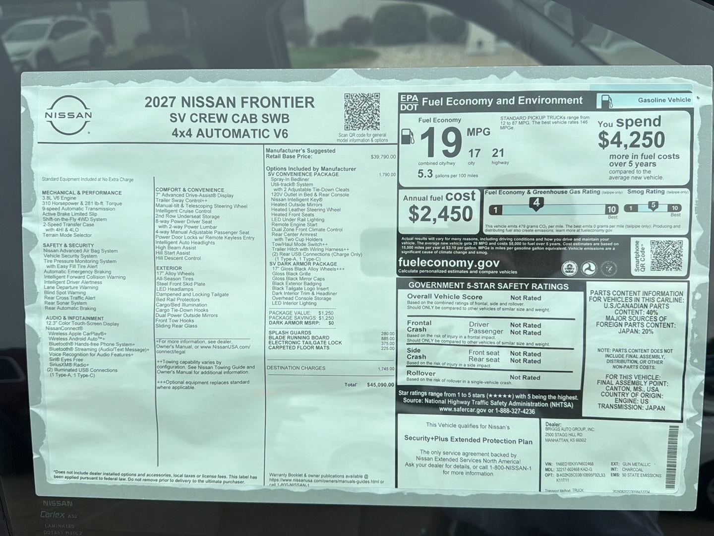 2027 Nissan Frontier Crew Cab SV