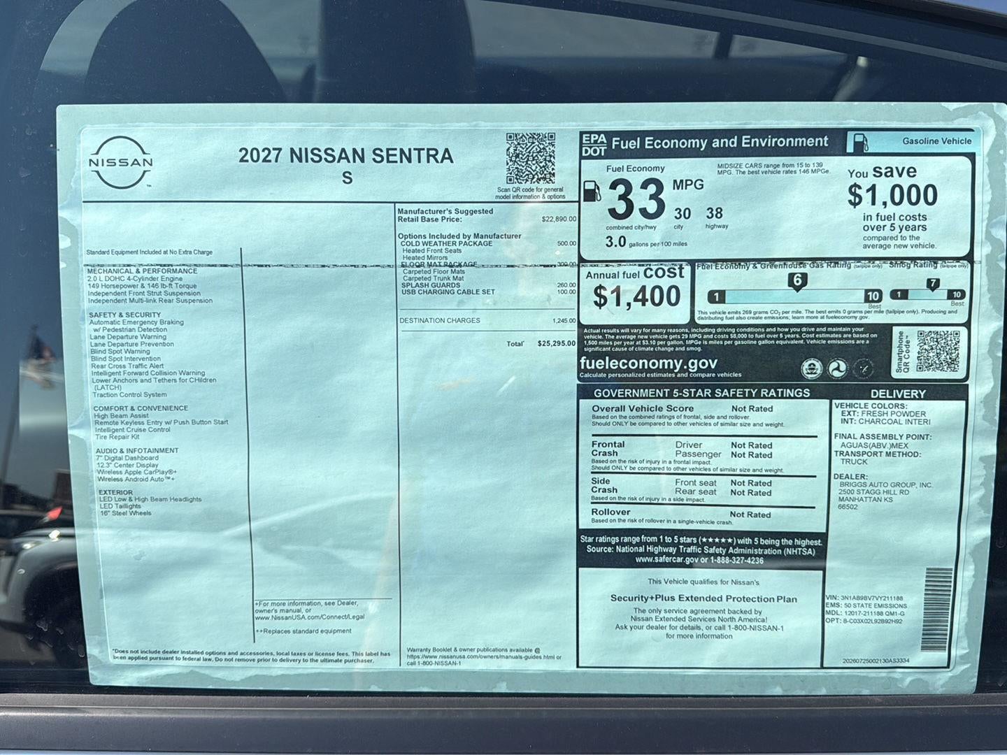 2027 Nissan Sentra S
