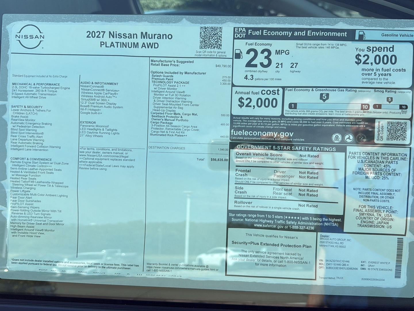 2027 Nissan Murano Platinum